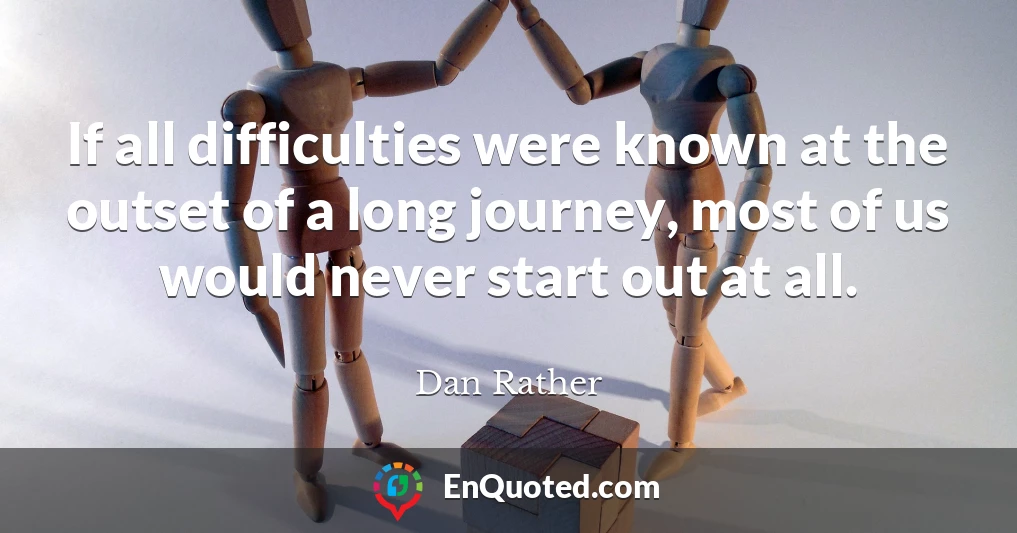 If all difficulties were known at the outset of a long journey, most of us would never start out at all.