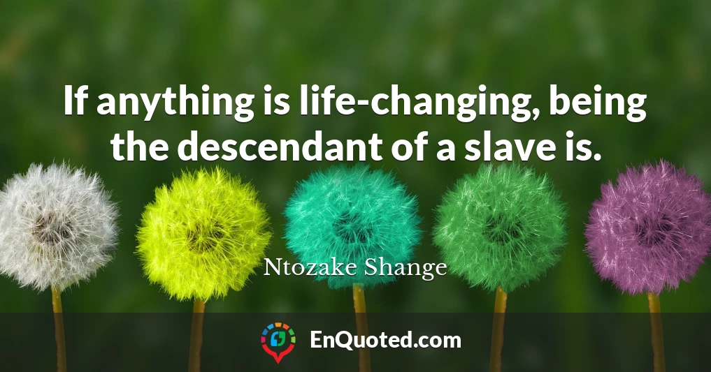 If anything is life-changing, being the descendant of a slave is.