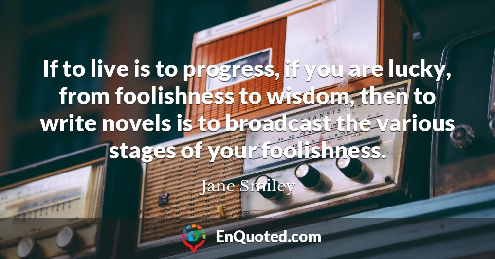 If to live is to progress, if you are lucky, from foolishness to wisdom, then to write novels is to broadcast the various stages of your foolishness.