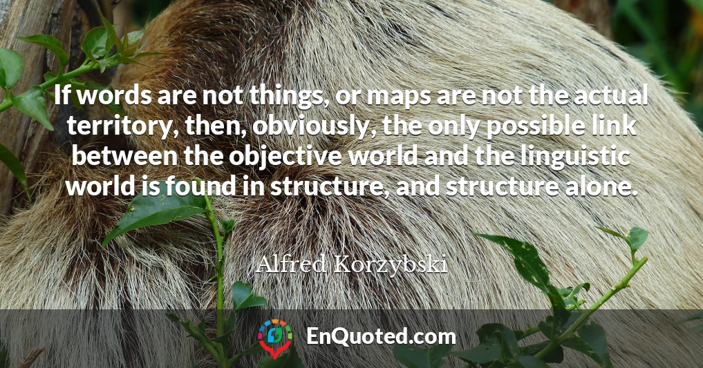 If words are not things, or maps are not the actual territory, then, obviously, the only possible link between the objective world and the linguistic world is found in structure, and structure alone.