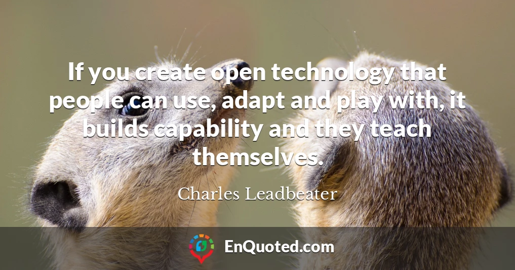 If you create open technology that people can use, adapt and play with, it builds capability and they teach themselves.