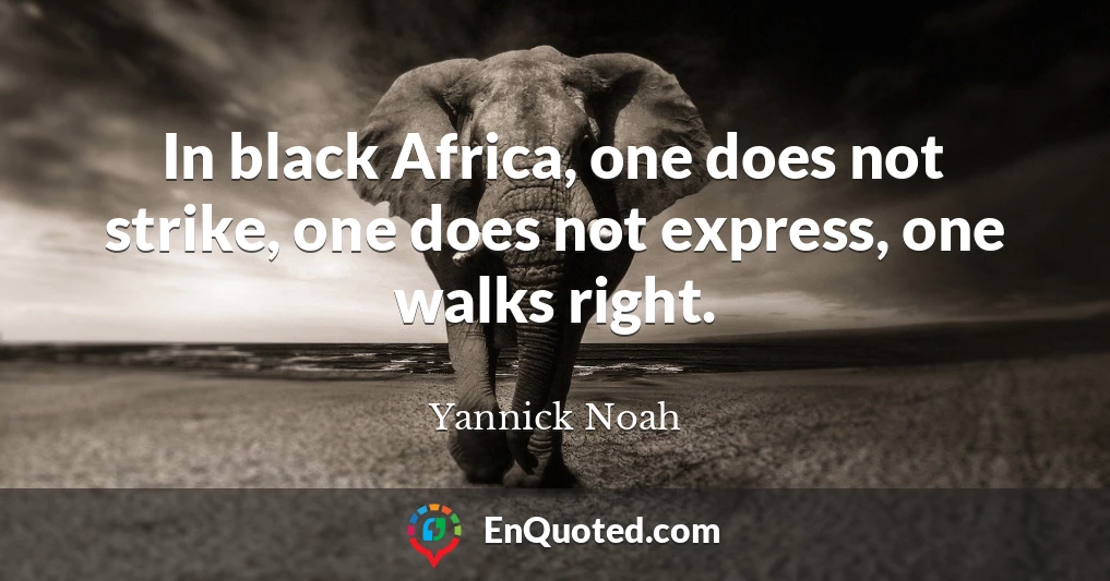 In black Africa, one does not strike, one does not express, one walks right.