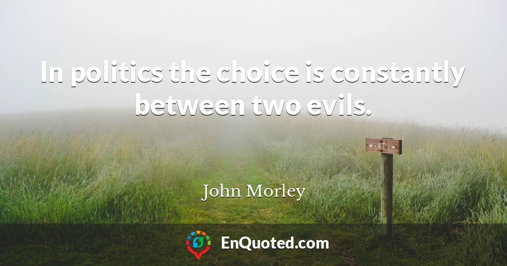 In politics the choice is constantly between two evils.