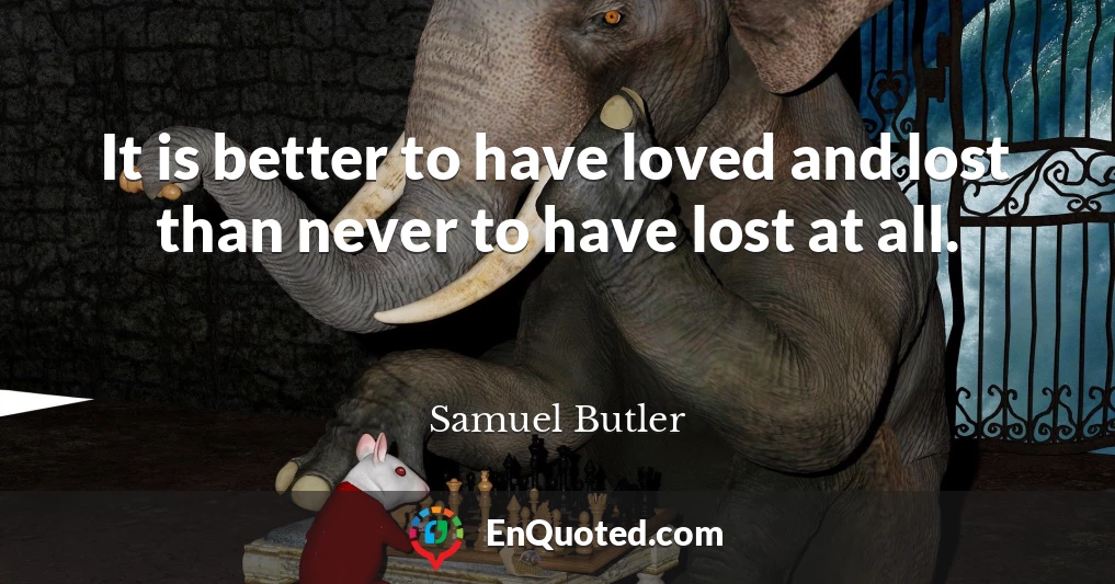 It is better to have loved and lost than never to have lost at all.