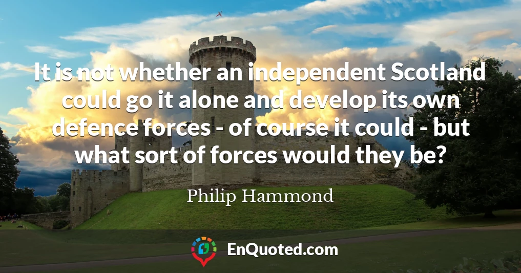 It is not whether an independent Scotland could go it alone and develop its own defence forces - of course it could - but what sort of forces would they be?