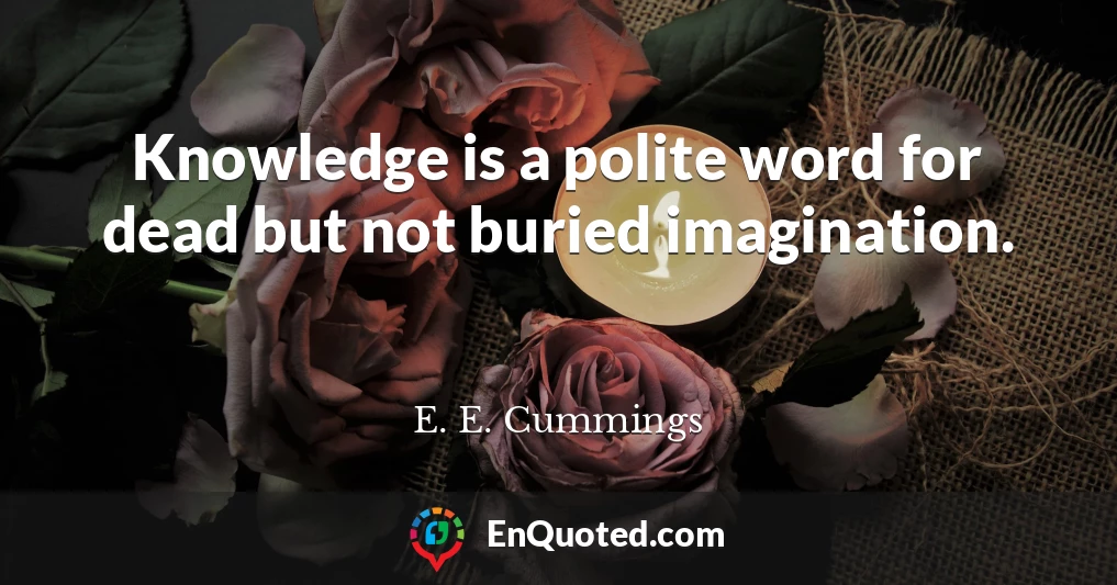 Knowledge is a polite word for dead but not buried imagination.
