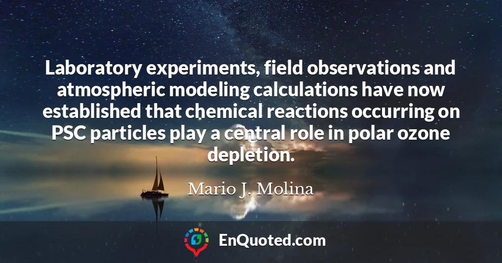 Laboratory experiments, field observations and atmospheric modeling calculations have now established that chemical reactions occurring on PSC particles play a central role in polar ozone depletion.