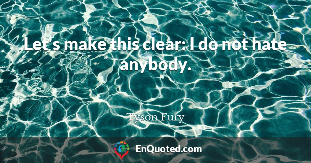 Let's make this clear: I do not hate anybody.