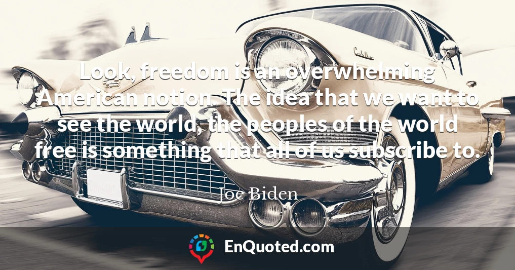Look, freedom is an overwhelming American notion. The idea that we want to see the world, the peoples of the world free is something that all of us subscribe to.