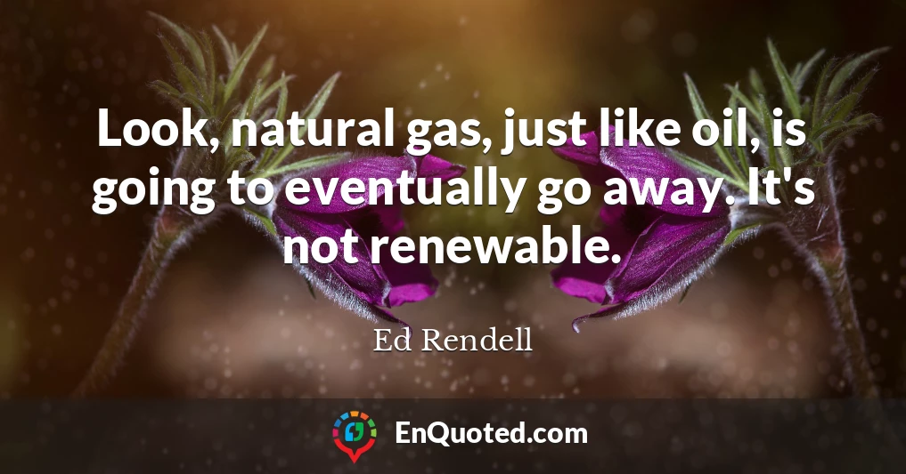 Look, natural gas, just like oil, is going to eventually go away. It's not renewable.