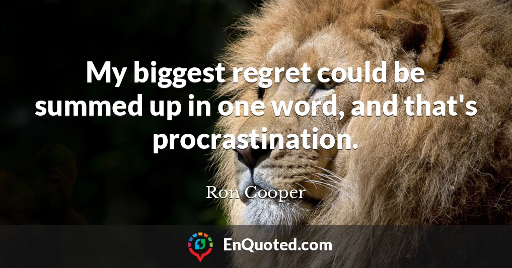 My biggest regret could be summed up in one word, and that's procrastination.