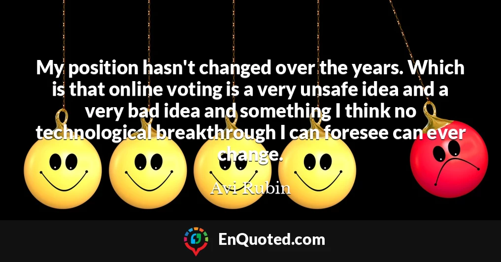 My position hasn't changed over the years. Which is that online voting is a very unsafe idea and a very bad idea and something I think no technological breakthrough I can foresee can ever change.