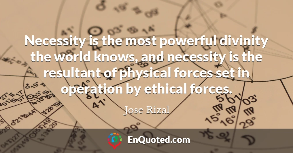 Necessity is the most powerful divinity the world knows, and necessity is the resultant of physical forces set in operation by ethical forces.