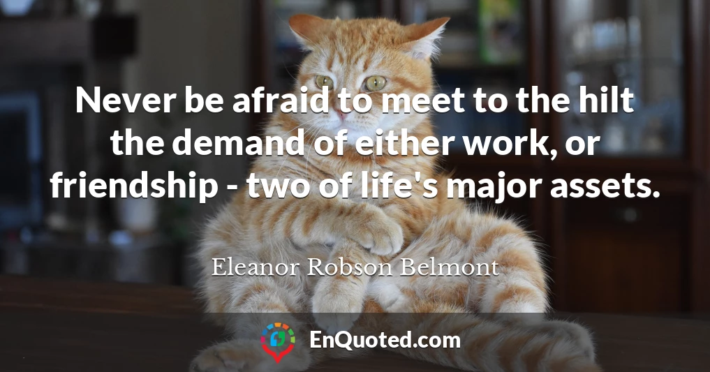 Never be afraid to meet to the hilt the demand of either work, or friendship - two of life's major assets.