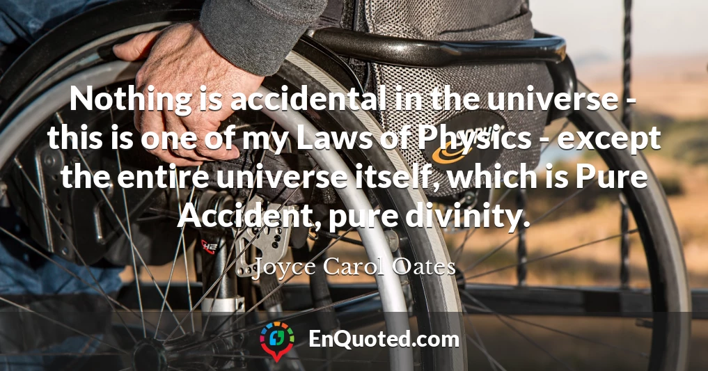 Nothing is accidental in the universe - this is one of my Laws of Physics - except the entire universe itself, which is Pure Accident, pure divinity.