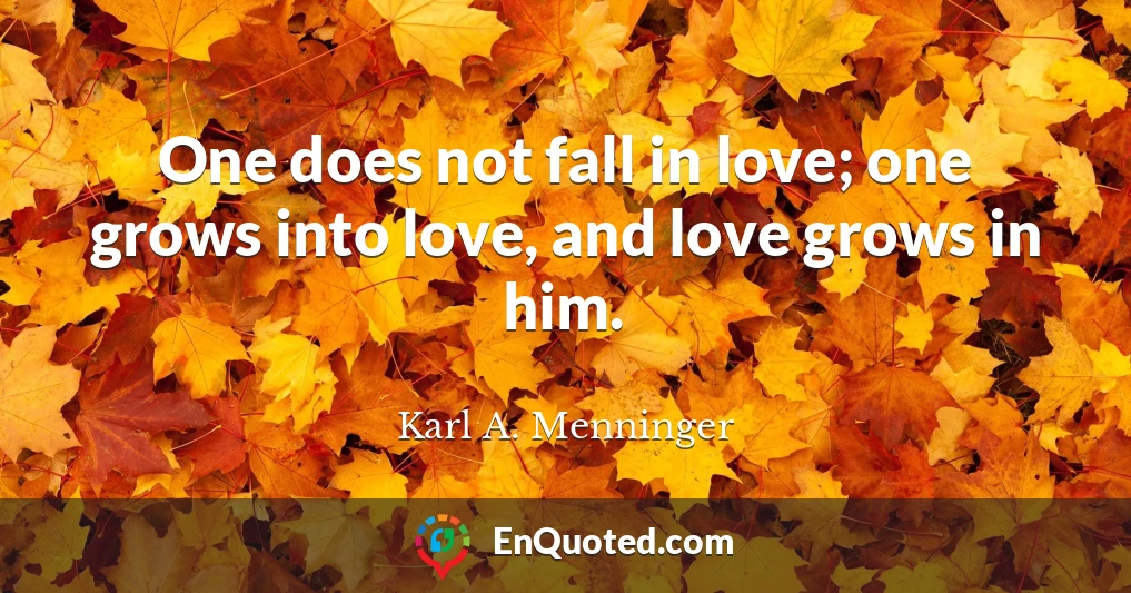 One does not fall in love; one grows into love, and love grows in him.