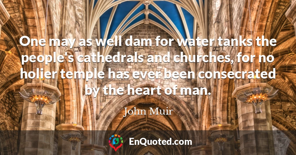 One may as well dam for water tanks the people's cathedrals and churches, for no holier temple has ever been consecrated by the heart of man.