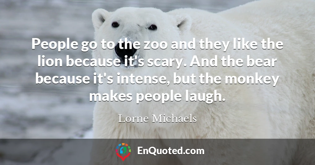People go to the zoo and they like the lion because it's scary. And the bear because it's intense, but the monkey makes people laugh.