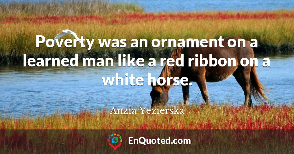Poverty was an ornament on a learned man like a red ribbon on a white horse.