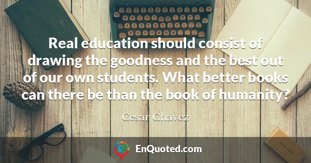 Real education should consist of drawing the goodness and the best out of our own students. What better books can there be than the book of humanity?