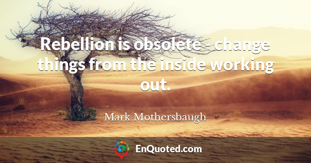 Rebellion is obsolete - change things from the inside working out.