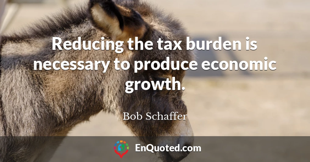 Reducing the tax burden is necessary to produce economic growth.