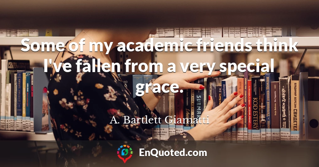 Some of my academic friends think I've fallen from a very special grace.