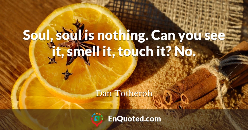 Soul, soul is nothing. Can you see it, smell it, touch it? No.