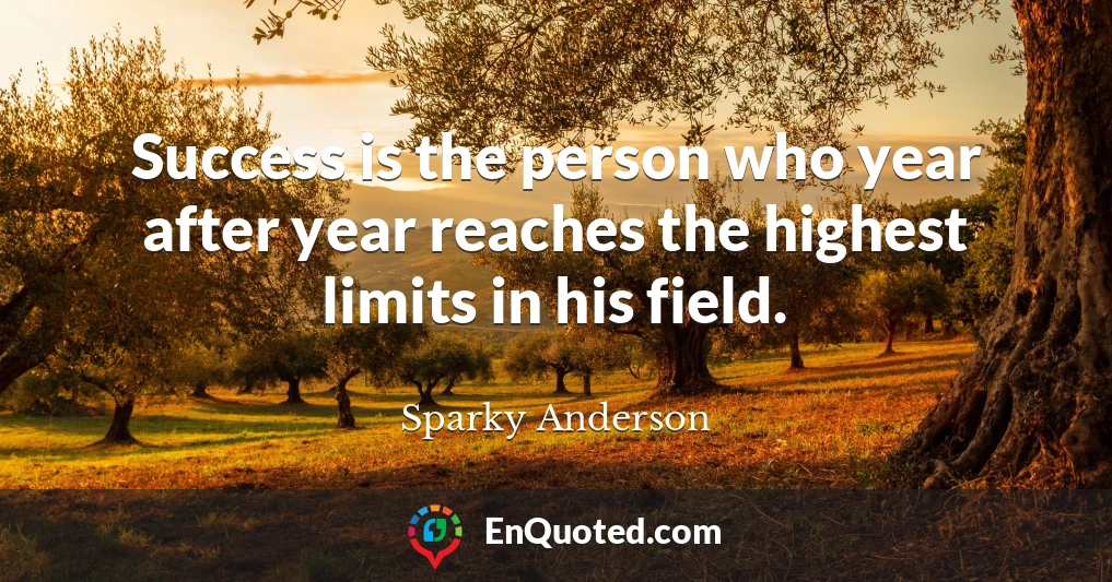 Success is the person who year after year reaches the highest limits in his field.
