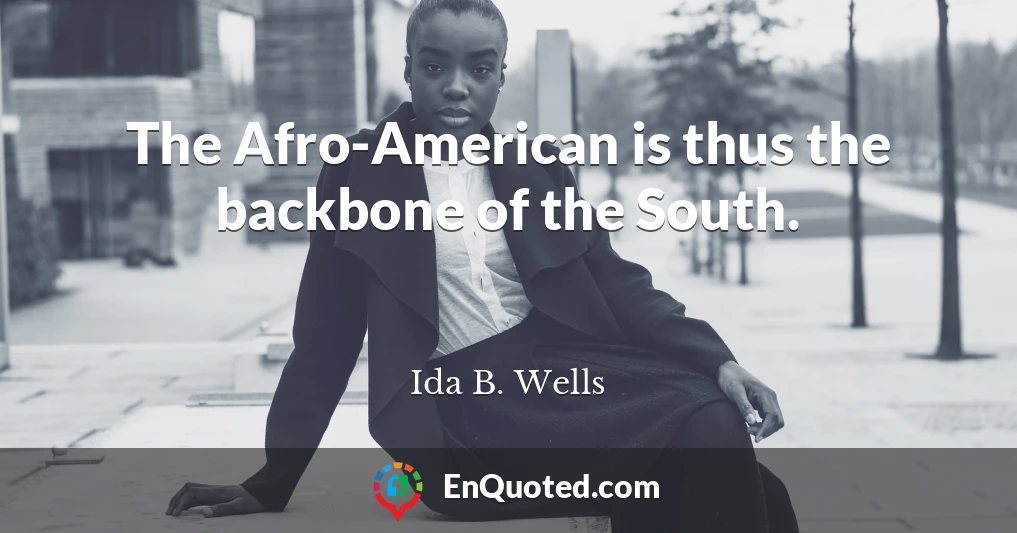 The Afro-American is thus the backbone of the South.