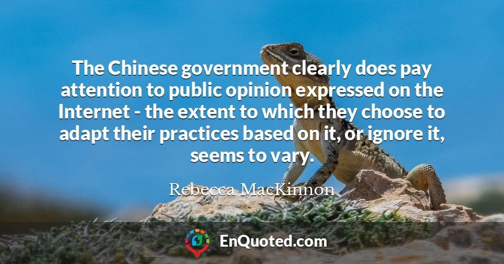 The Chinese government clearly does pay attention to public opinion expressed on the Internet - the extent to which they choose to adapt their practices based on it, or ignore it, seems to vary. The Chinese government clearly does pay attention to public opinion expressed on the Internet - the extent to which they choose to adapt their practices based on it, or ignore it, seems to vary.