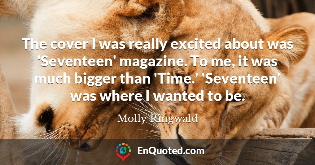 The cover I was really excited about was 'Seventeen' magazine. To me, it was much bigger than 'Time.' 'Seventeen' was where I wanted to be.