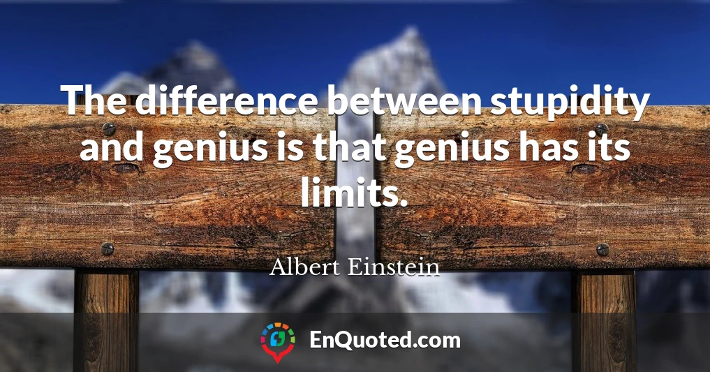The difference between stupidity and genius is that genius has its limits.