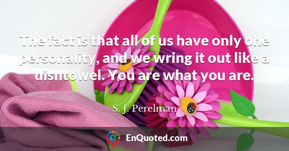 The fact is that all of us have only one personality, and we wring it out like a dishtowel. You are what you are.