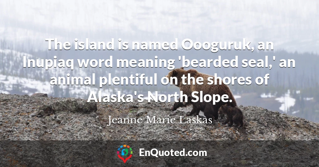 The island is named Oooguruk, an Inupiaq word meaning 'bearded seal,' an animal plentiful on the shores of Alaska's North Slope.