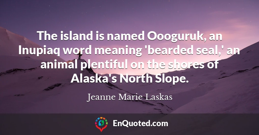 The island is named Oooguruk, an Inupiaq word meaning 'bearded seal,' an animal plentiful on the shores of Alaska's North Slope.