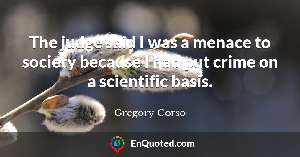 The judge said I was a menace to society because I had put crime on a scientific basis.