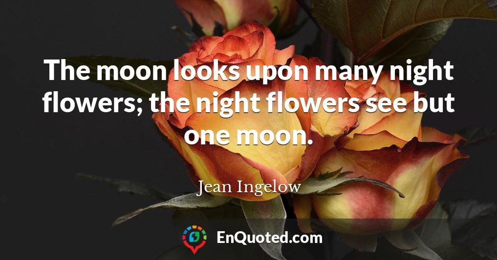 The moon looks upon many night flowers; the night flowers see but one moon.