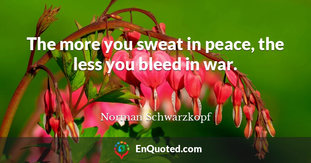 The more you sweat in peace, the less you bleed in war.