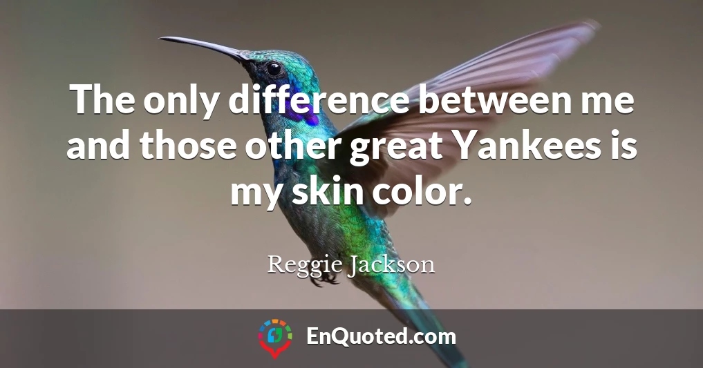 The only difference between me and those other great Yankees is my skin color.