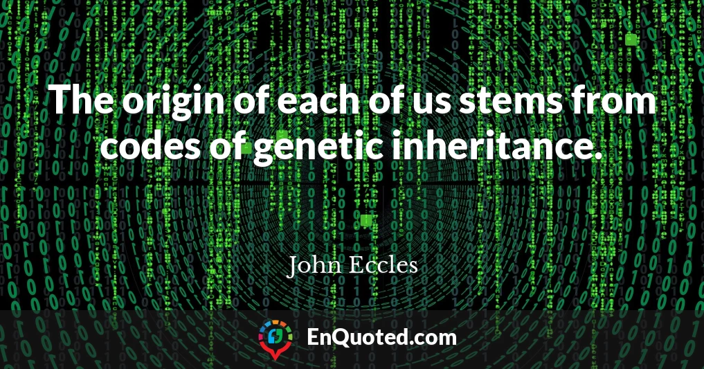 The origin of each of us stems from codes of genetic inheritance.