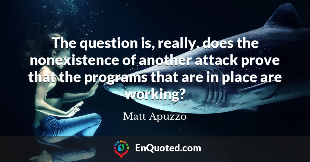 The question is, really, does the nonexistence of another attack prove that the programs that are in place are working?