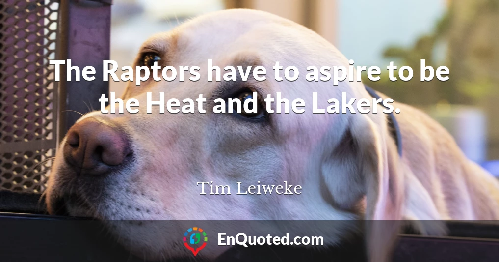 The Raptors have to aspire to be the Heat and the Lakers.