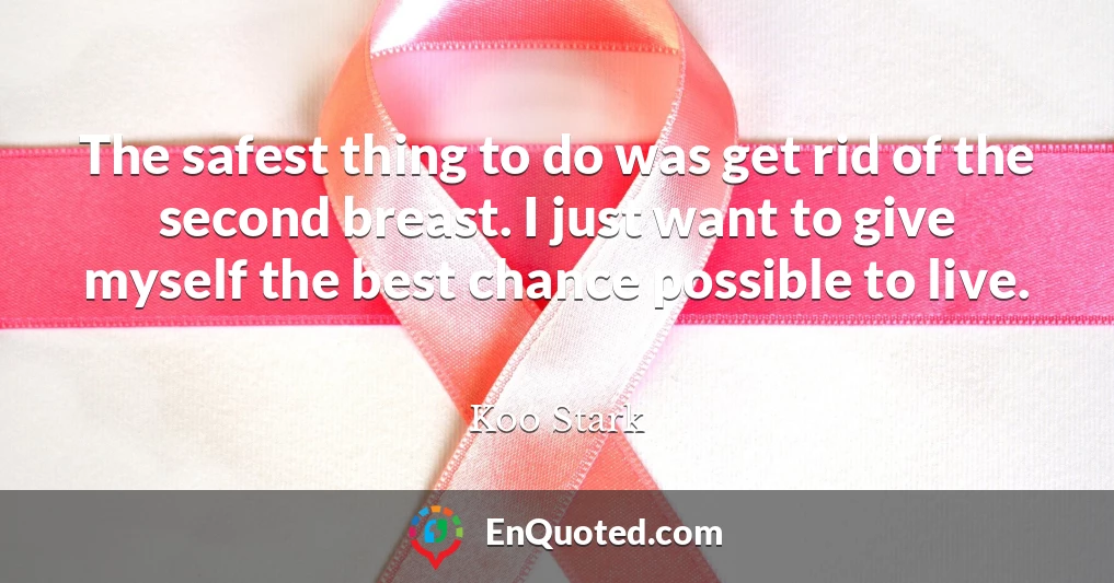 The safest thing to do was get rid of the second breast. I just want to give myself the best chance possible to live.
