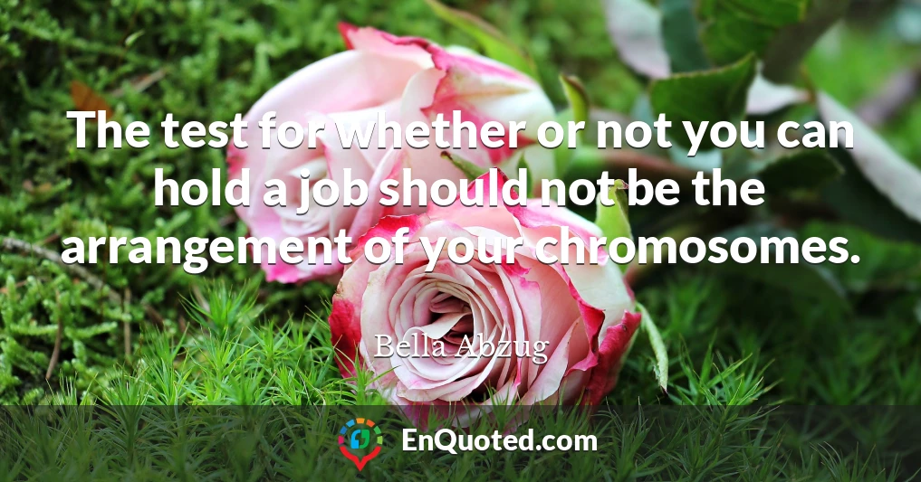 The test for whether or not you can hold a job should not be the arrangement of your chromosomes.