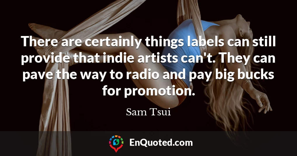 There are certainly things labels can still provide that indie artists can't. They can pave the way to radio and pay big bucks for promotion.