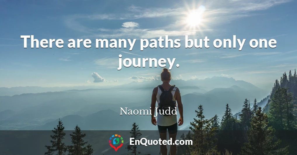 There are many paths but only one journey.