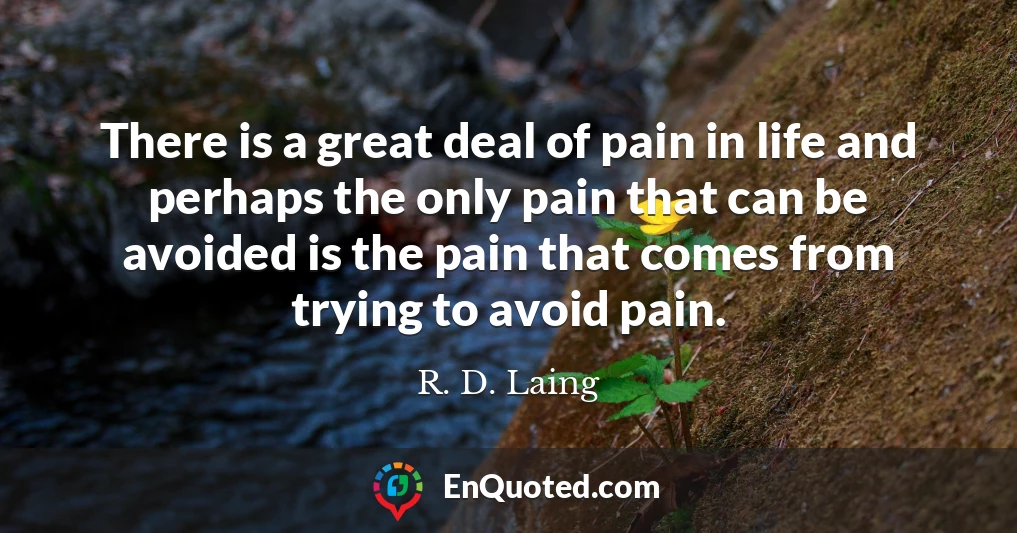 There is a great deal of pain in life and perhaps the only pain that can be avoided is the pain that comes from trying to avoid pain.