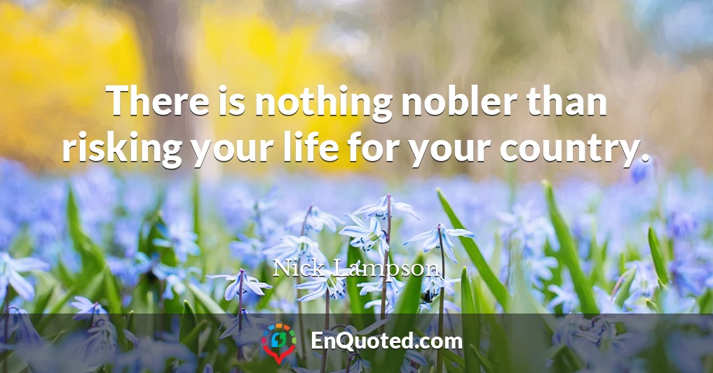 There is nothing nobler than risking your life for your country.
