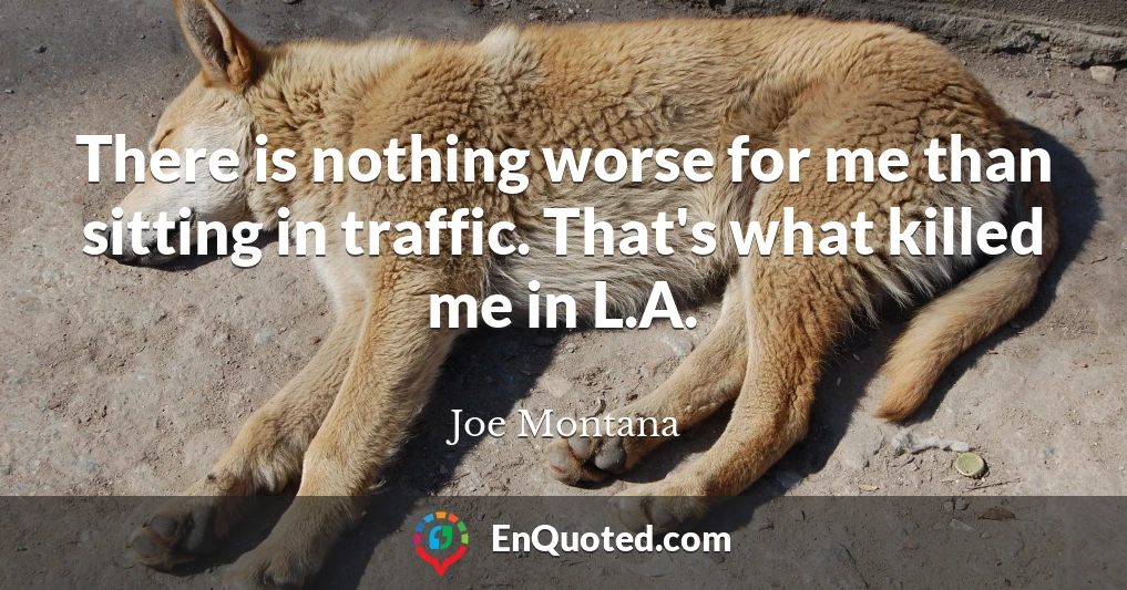 There is nothing worse for me than sitting in traffic. That's what killed me in L.A.